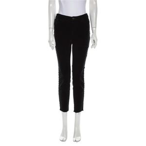 J Brand Skinny Leg Raw-Edge Trim Jeans Black Size 30